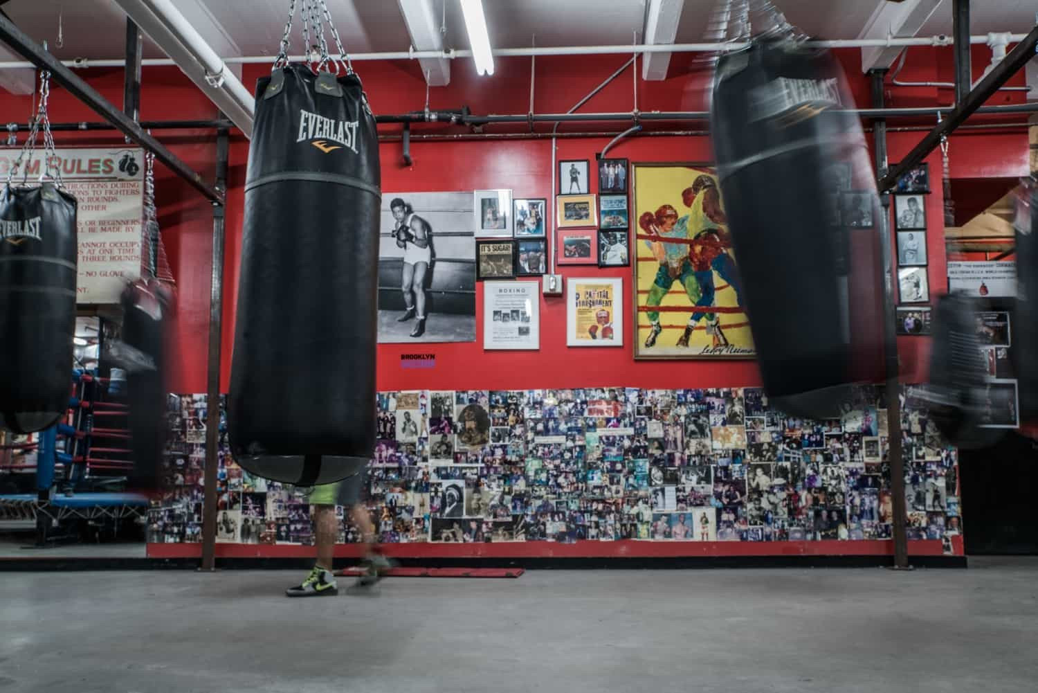 The inside of Gleason's, the oldest active boxing gym in America.
