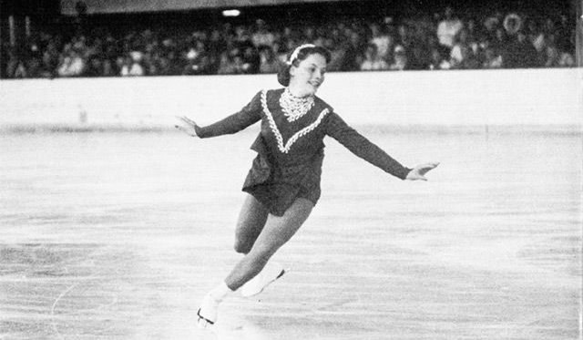 Carol Heiss at the 1960 Winter Olympics in Squaw Valley where she won the gold medal in figure skating. Overall, she claimed 20 gold & silver medals between the Olympics, World, North American, and National Championships.